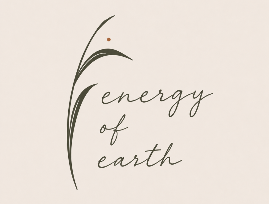 Energy of Earth Logo - The Company Name with a Reed Leaning Rigtt